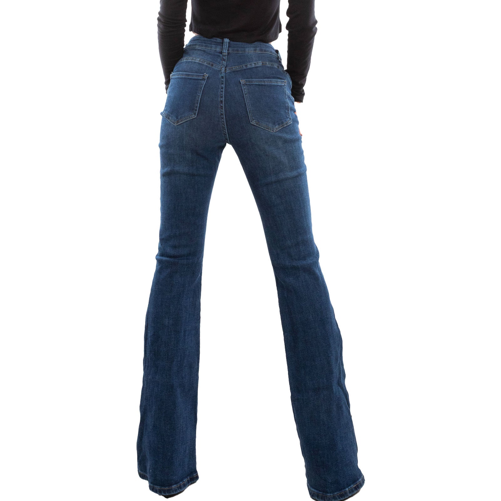 toocool jeans donna pantaloni curvy zampa elefante campana flare push up lavaggio scuro toocool vi 1209 blu m