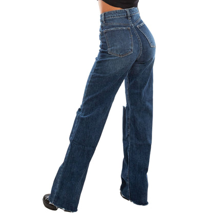 toocool jeans donna pantaloni palazzo baggy gamba larga vita alta denim toocool sj894 blu xs