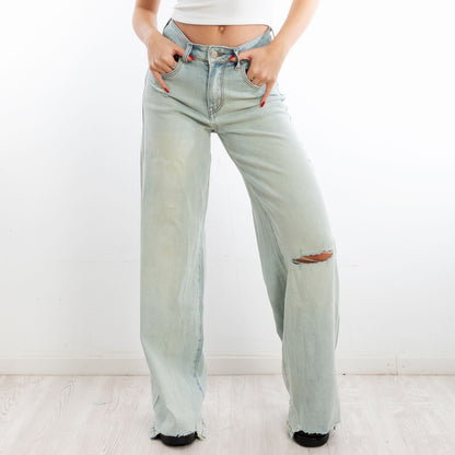 toocool jeans donna pantaloni strappati palazzo casual baggy dt126a