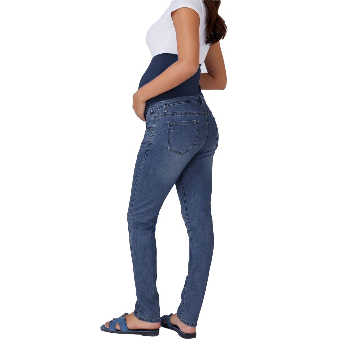 toocool jeans premaman skinny fascia elastica sopra il pancione denim elasticizzato comfort fit pantaloni gravidanza toocool k6720 blu 42