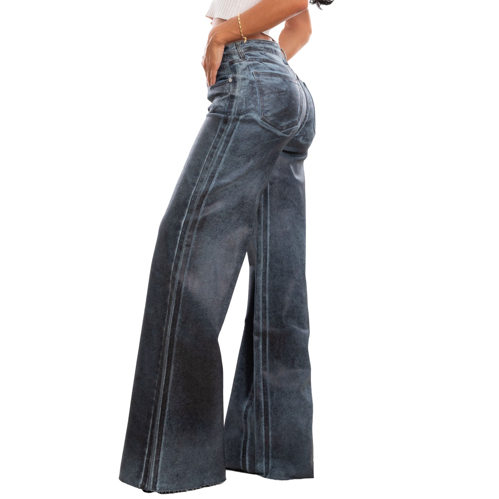 immagine-5-toocool-jeans-vita-alta-palazzo-tessuto-spalmato-rm2308