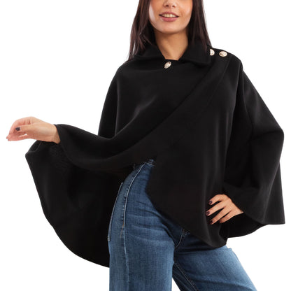 toocool mantellina poncho donna elegante bottoni dorati cape a portafoglio vb 5693