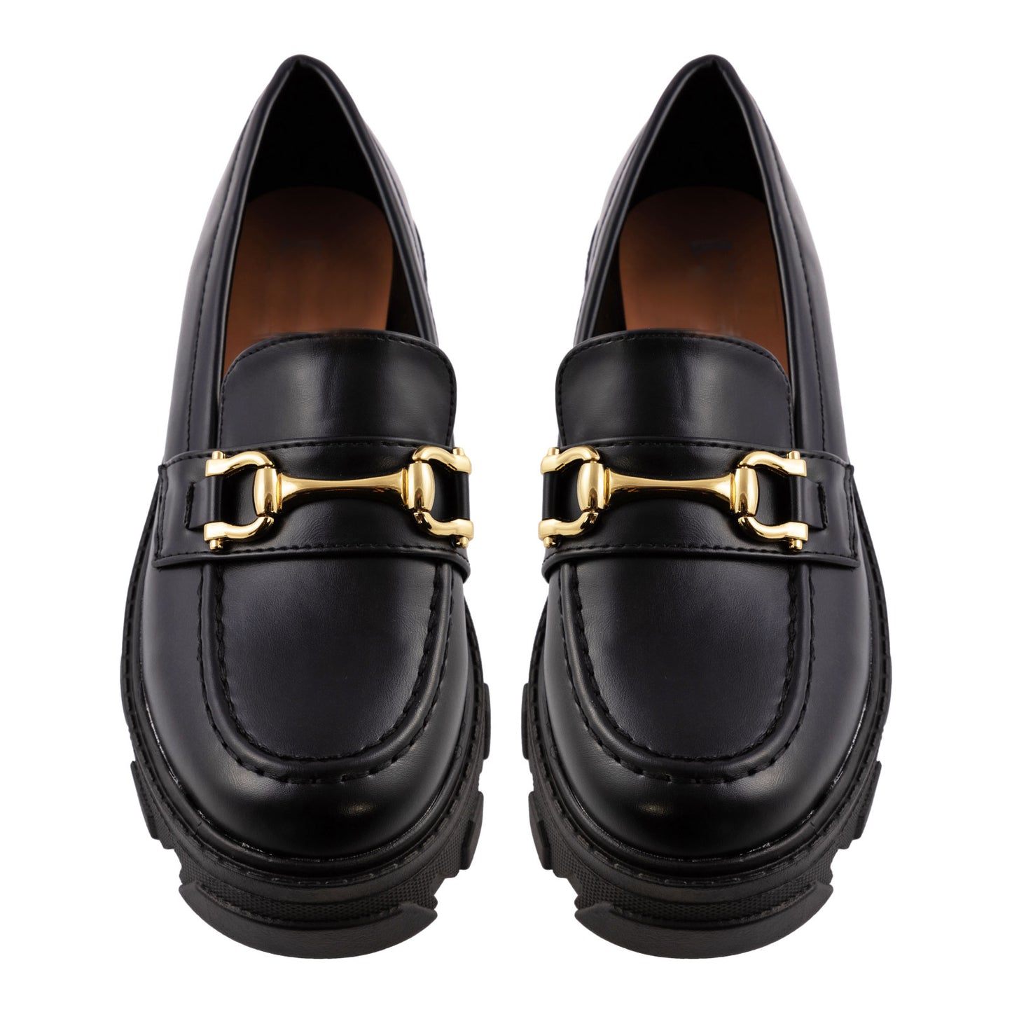toocool mocassini donna platform con suola carrarmato scarpe penny loafer in similpelle lucida con morsetto dorato q1032