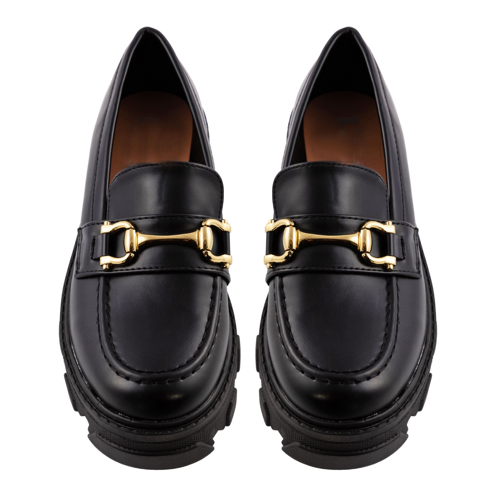 toocool mocassini donna platform con suola carrarmato scarpe penny loafer in similpelle lucida con morsetto dorato q1032