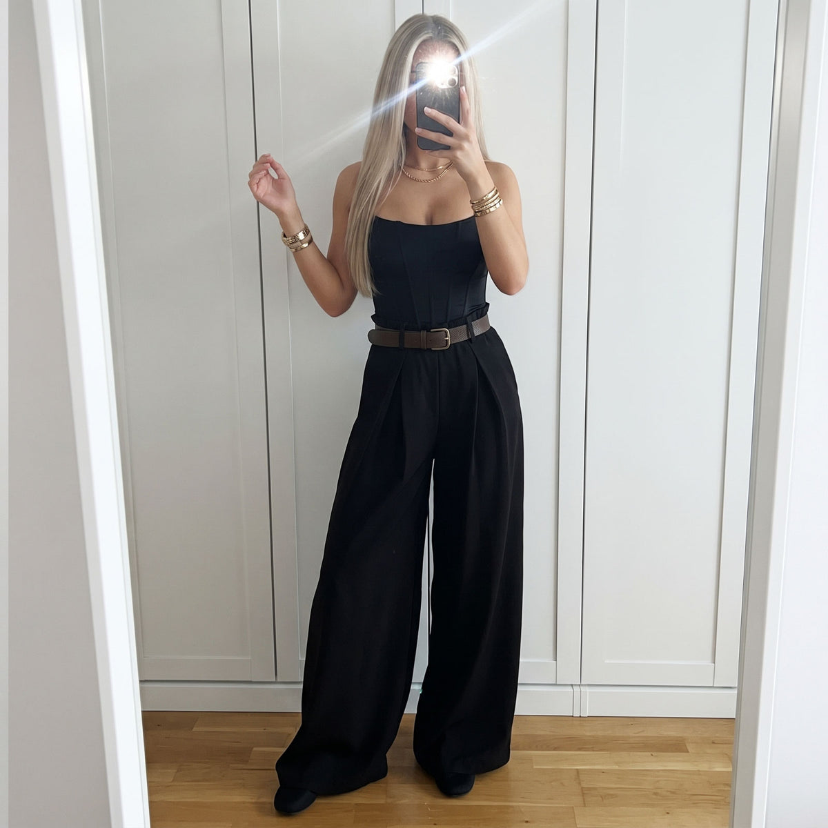 toocool pantaloni donna ampi palazzo con cintura toocool vi 3546 nero taglia unica