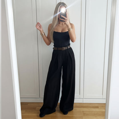 toocool pantaloni donna ampi palazzo con cintura toocool vi 3546 nero taglia unica
