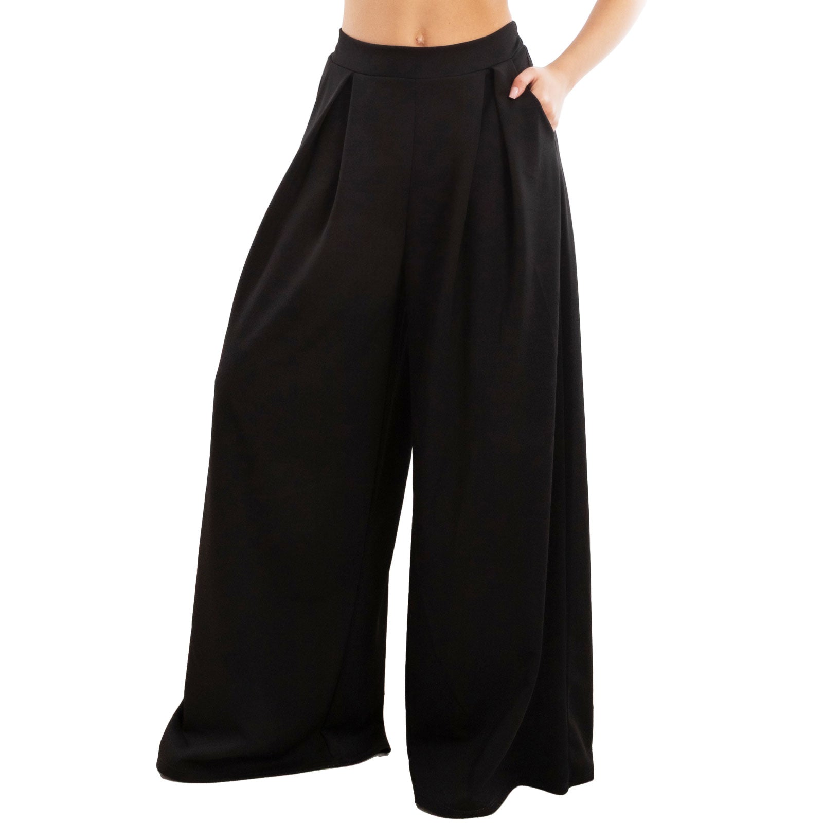 toocool pantaloni donna palazzo pinces eleganti ampi larghi con tasche toocool ms 6934 nero sl