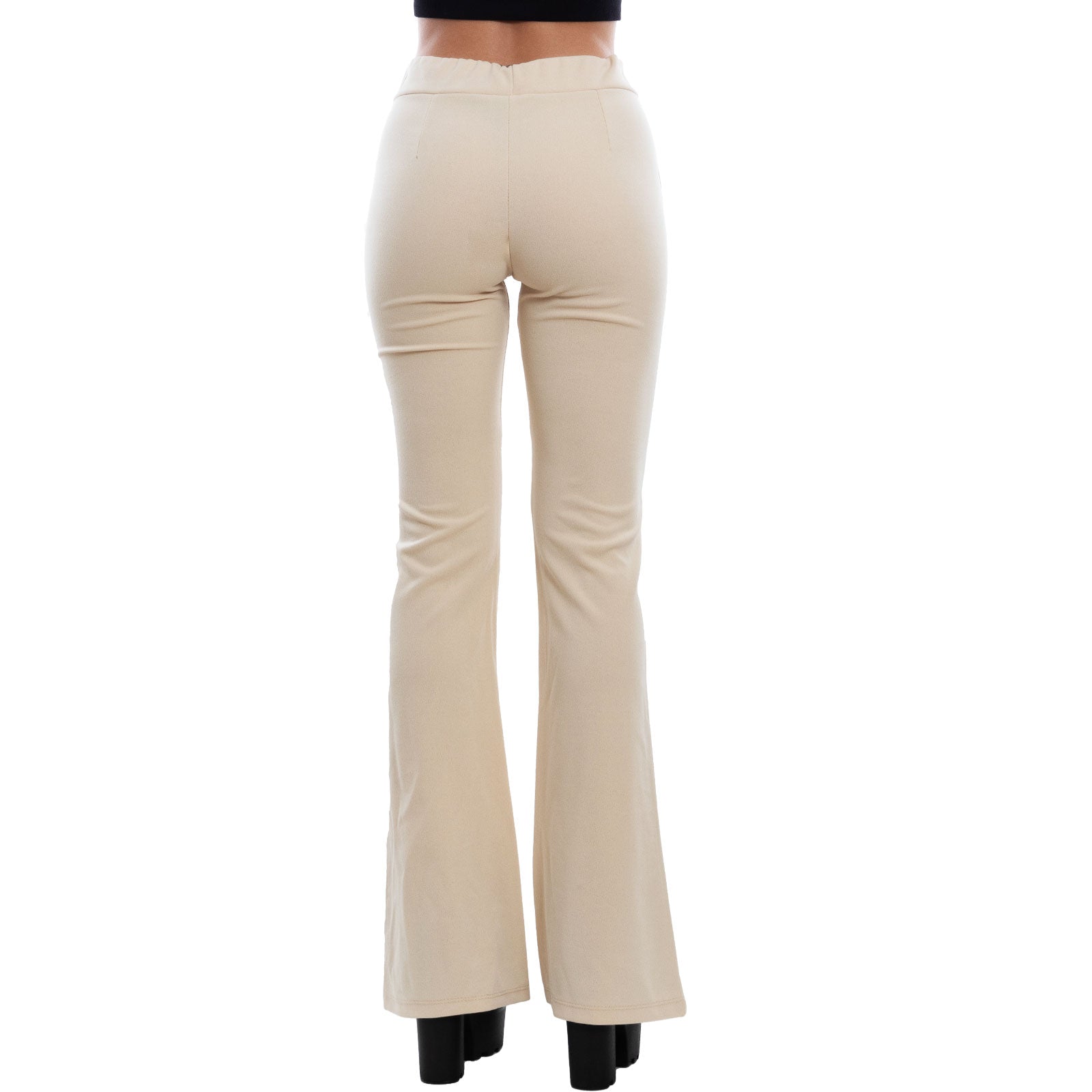 toocool pantaloni zampa donna elasticizzati flare eleganti vita alta comodi e versatili per ufficio tempo libero e cerimonie toocool as 5165 beige s