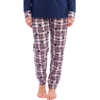 toocool pigiama donna felpato lungo scozzese cuori caldo invernale toocool q2244 blu scuro m