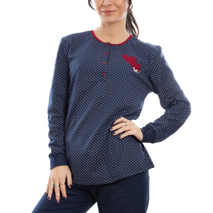 toocool pigiama donna felpato pois cuori maniche lunghe pantaloni completo 2 pezzi toocool s 8043 blu xxl