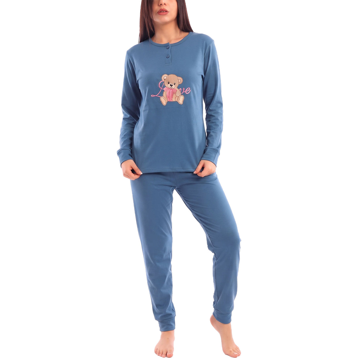 toocool pigiama felpato donna invernale caldo homewear orsetto toocool it 6814 blu s