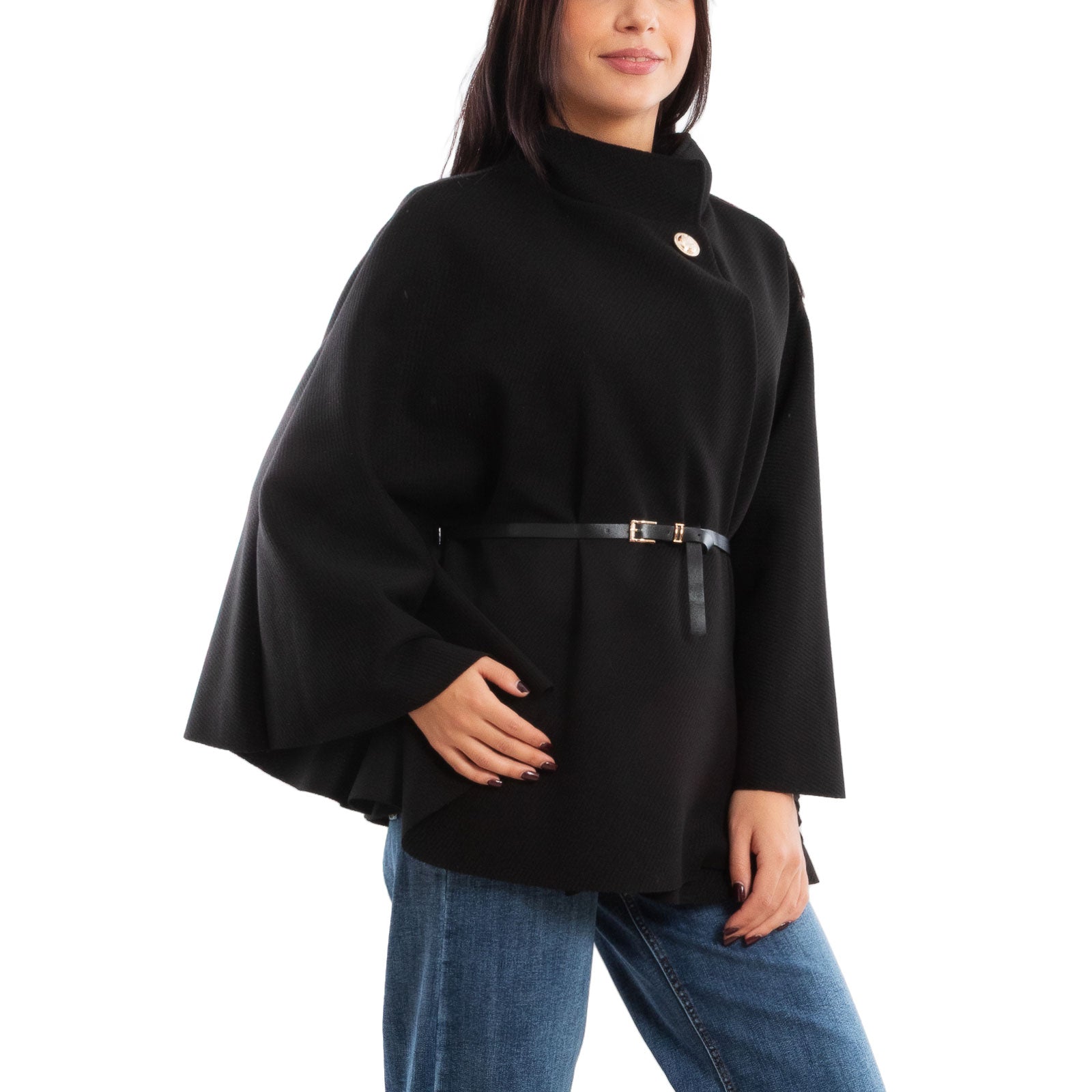 toocool poncho elegante da donna con cintura regolabile in vita mantella morbida vi 5192