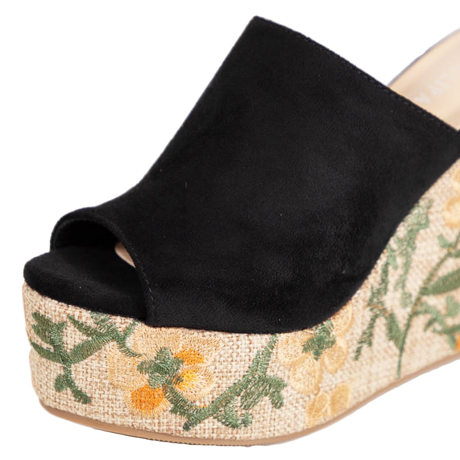 toocool sabot donna zeppa alta e plateau sandali mule open toe scamosciata ricamo floreale boho chict toocool ad5c z1241 nero 36