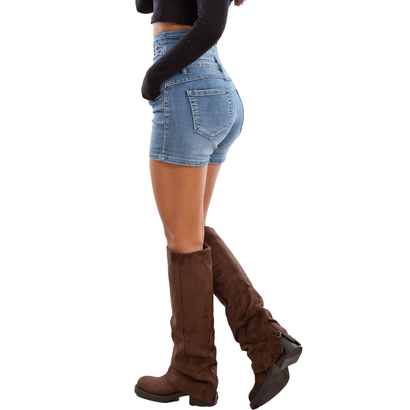 toocool shorts jeans donna pantaloncini vita alta strass cinque tasche denim slim fit toocool se 6922 blu xl