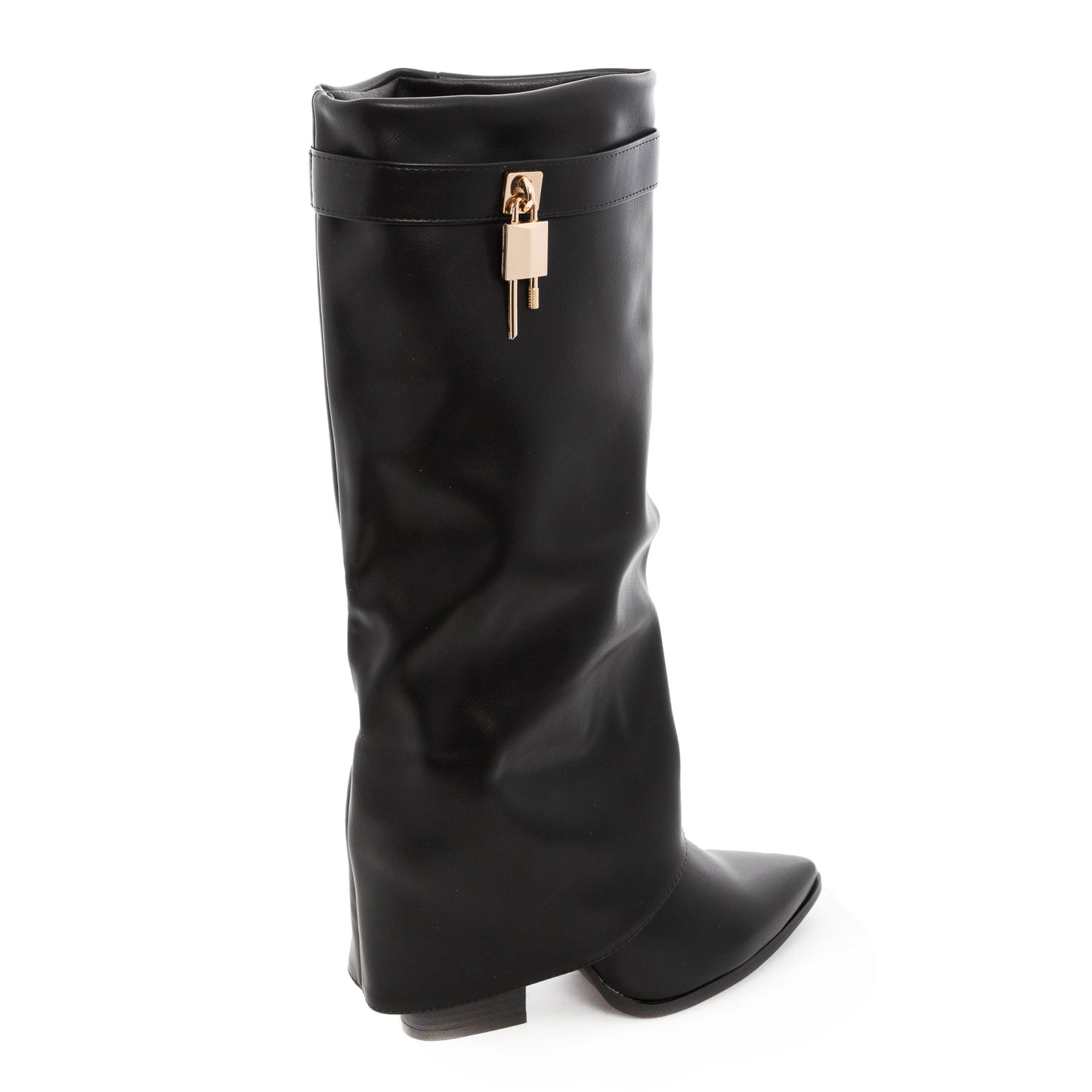 toocool stivali donna al ginocchio gambale a tubo lucchetto dorato stivali a punta pelle sintetica shark style toocool g698 nero 36
