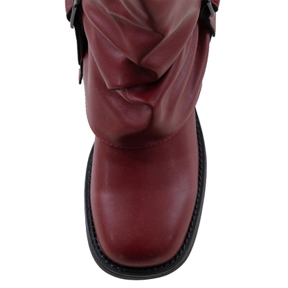 toocool stivali donna biker bassi motociclista polpaccio fibbie scarpe casual ga035