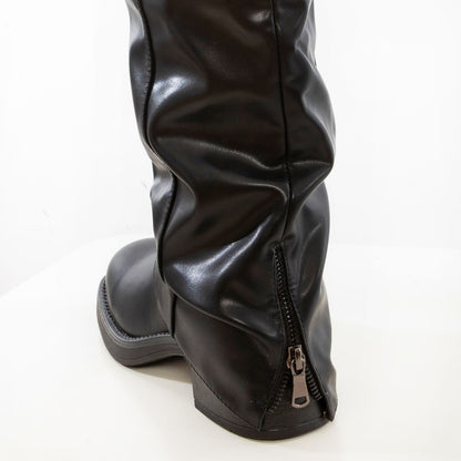 toocool stivali donna ghetta gambale ampio cerniere casual invernali scarpe tacco basso toocool ga037 marrone 39