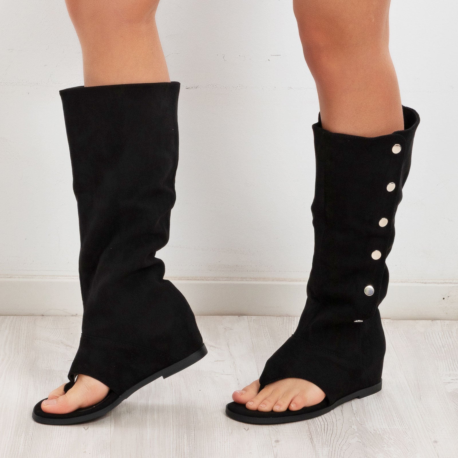 toocool stivali gladiatore donna scamosciati infradito tacco interno wz688 151