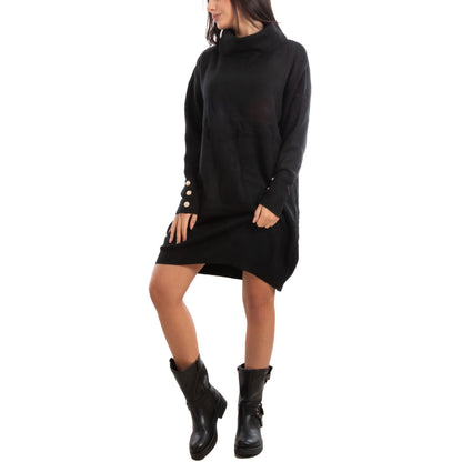 toocool vestito donna miniabito collo alto maglia tricot maximaglione toocool mtc13293 nero sl