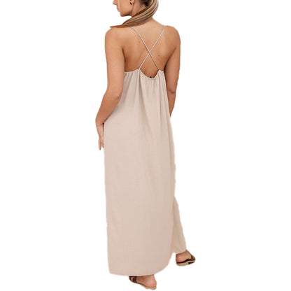 toocool vestito lungo donna estivo abito maxi spalline sottili spacchi laterali vb 6418