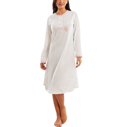 toocool camicia da notte donna manica lunga in misto cotone morbido fantasia fiori homewear 2089