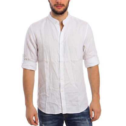 toocool camicia uomo misto lino maniche lunghe bottone regolabile collo alla coreana toocool z 909 nero s
