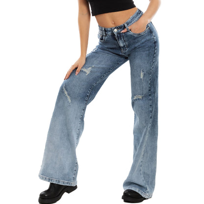 toocool jeans donna palazzo gamba larga baggy ripped pantaloni denim toocool x225 blu xs