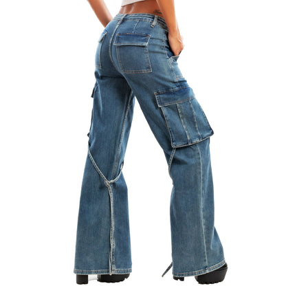 toocool jeans donna palazzo lacci tasconi baggy pantaloni rm2315a