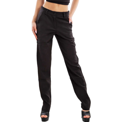toocool pantaloni donna eleganti lavoro vita media classici sigaretta cameriera receptionist hostess ufficio taglio slim fit comfort mk 442 k nero s
