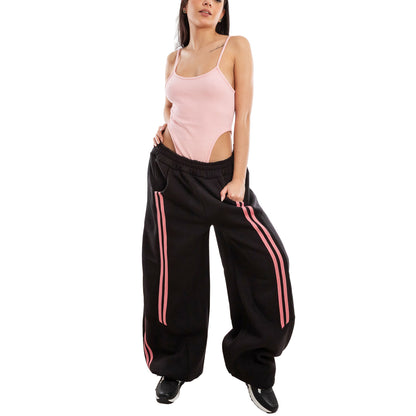 toocool pantaloni joggers donna oversize tuta largo gamba ampia bande laterali streetwear hip hop baggy toocool vi 8264 nerorosa sxl