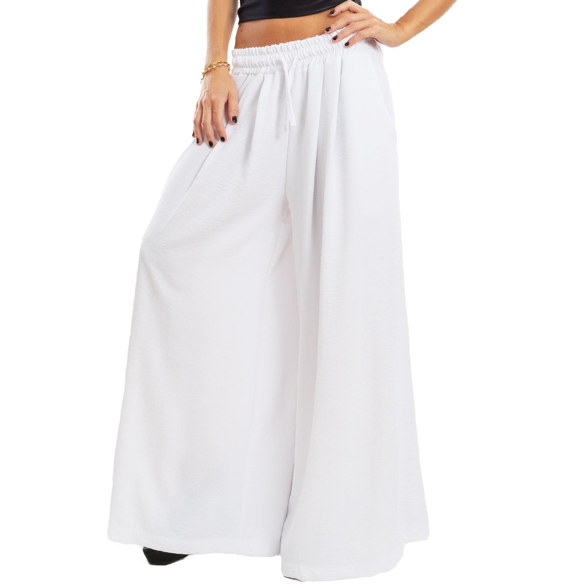 toocool pantaloni palazzo donna ampi estivi leggeri casual boho toocool vb 20214 nero taglia unica