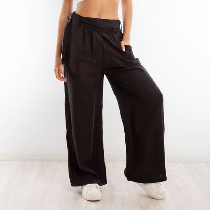 toocool pantaloni palazzo donna leggeri estivi freschi comodi cintura toocool yv260 nero sm