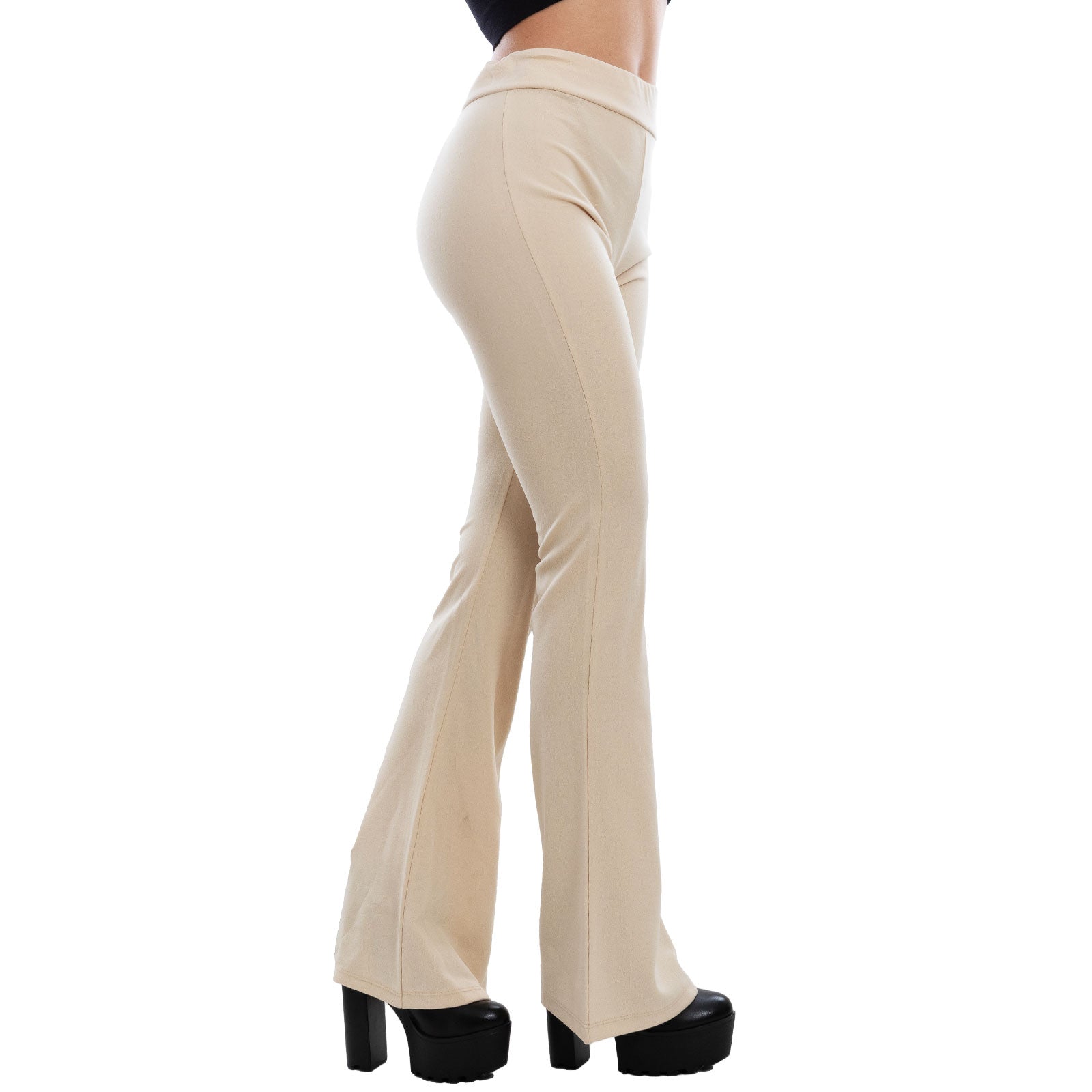 toocool pantaloni zampa donna elasticizzati flare eleganti vita alta comodi e versatili per ufficio tempo libero e cerimonie toocool as 5165 beige s
