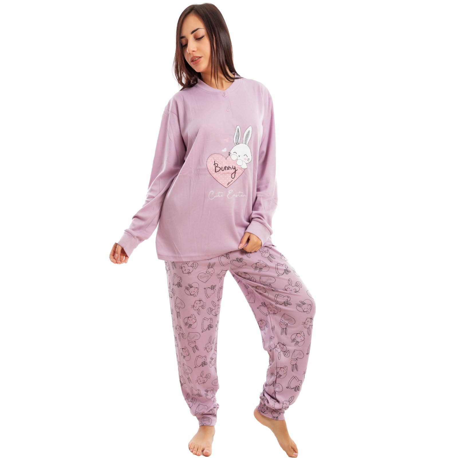toocool pigiama donna felpato invernale coniglietti caldo c3101