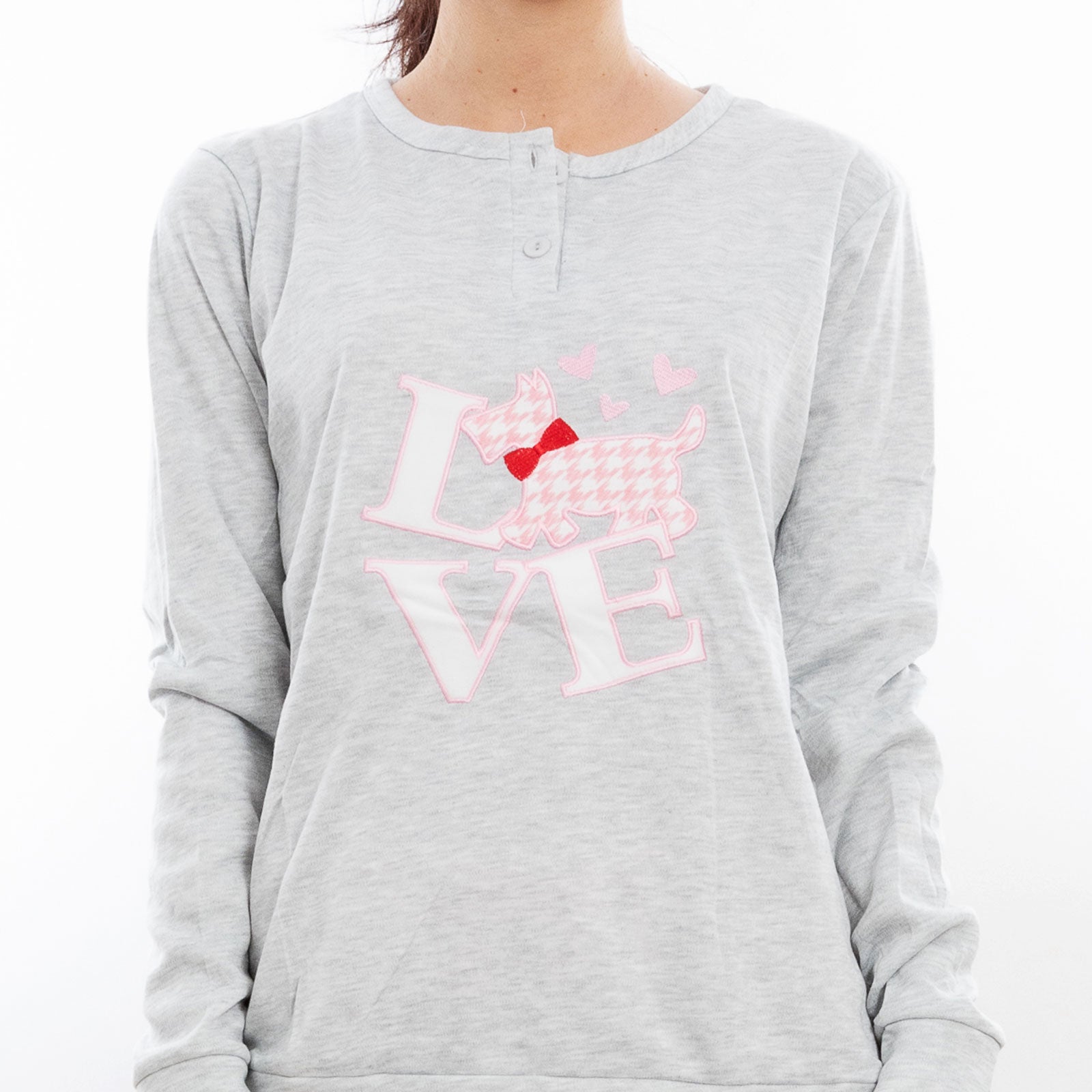 toocool pigiama donna felpato pied de poule maniche lunghe pantaloni completo 2 pezzi toocool c1505 grigio chiaro s