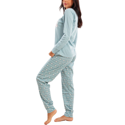 toocool pigiama donna invernale felpato gatti maniche lunghe pantaloni caldo cotone toocool 2141 verde acqua s