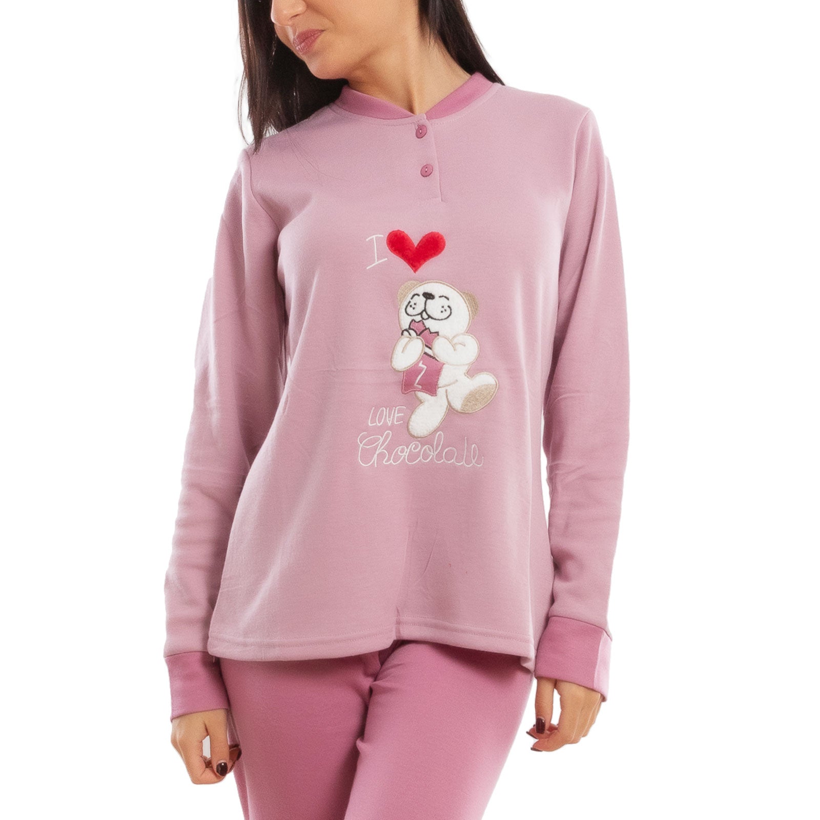 toocool pigiama donna invernale felpato orsetto orso maniche lunghe caldo cotone toocool d8369 rosa s