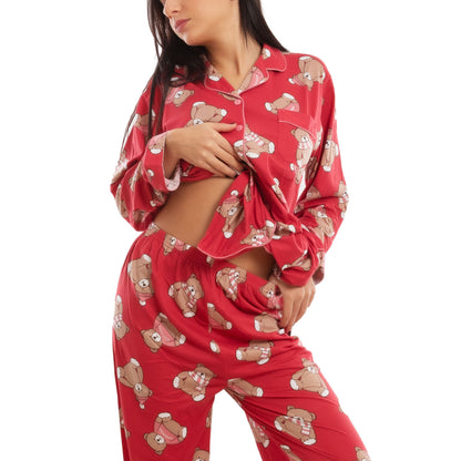 toocool pigiama donna leggero morbido orsetti monopetto oversize set 2 pezzi toocool 7260 blu m