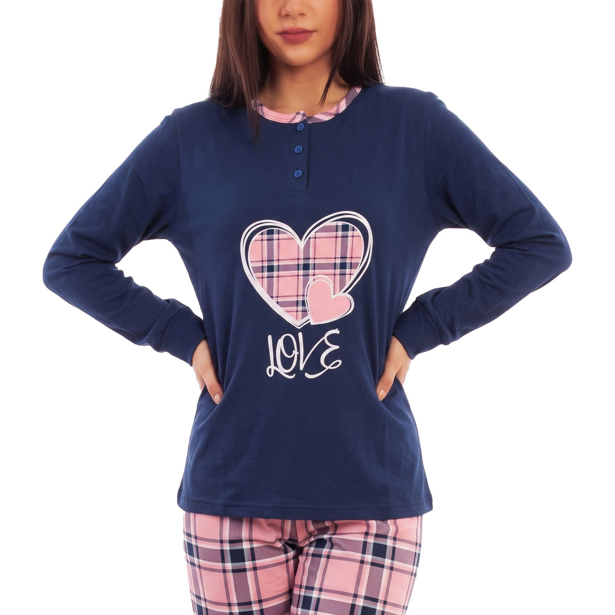 toocool pigiama felpato da donna caldo invernale scozzese toocool q1036 blu s