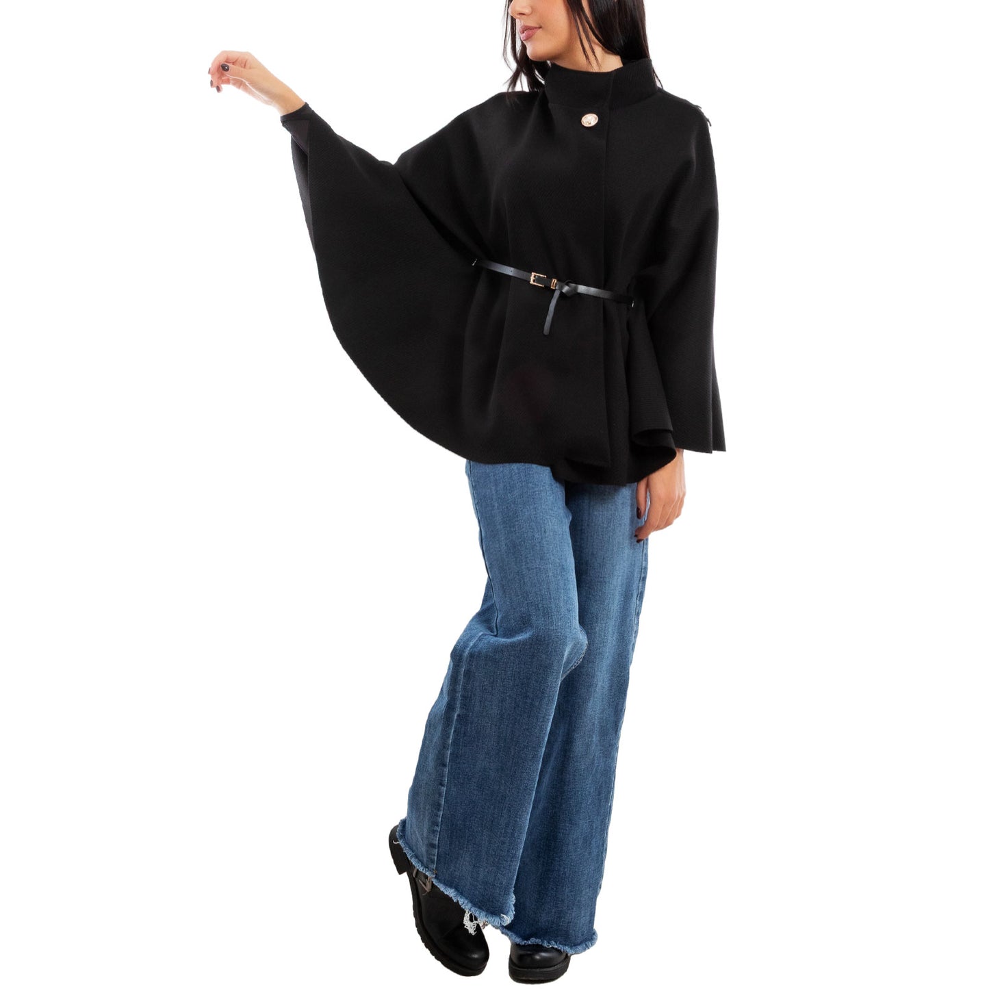 toocool poncho elegante da donna con cintura regolabile in vita mantella morbida vi 5192