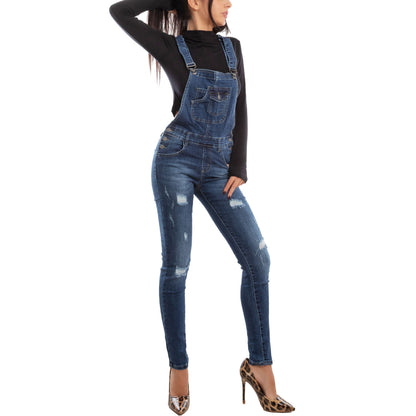 toocool salopette jeans donna overall tuta intera jumpsuit pantaloni tagli aderente denim toocool sa421 blu xs