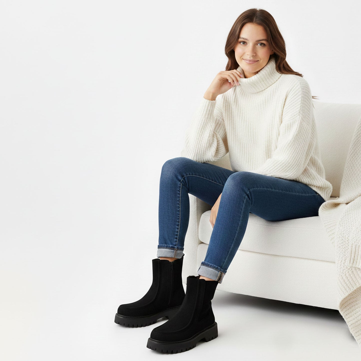 toocool stivaletti donna scamosciati con suola a carrarmato chelsea boots tronchetti chunky stivali bassi 989 5