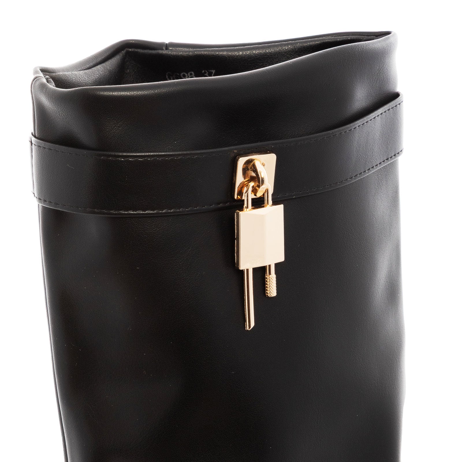 toocool stivali donna al ginocchio gambale a tubo lucchetto dorato stivali a punta pelle sintetica shark style toocool g698 nero 36