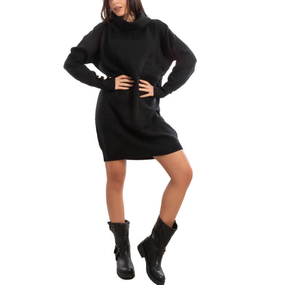 toocool vestito donna miniabito collo alto maglia tricot maximaglione toocool mtc13293 nero sl