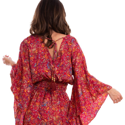 toocool vestito lungo donna abito boho chic fantasia etnica toocool rk 2021 rosso sl