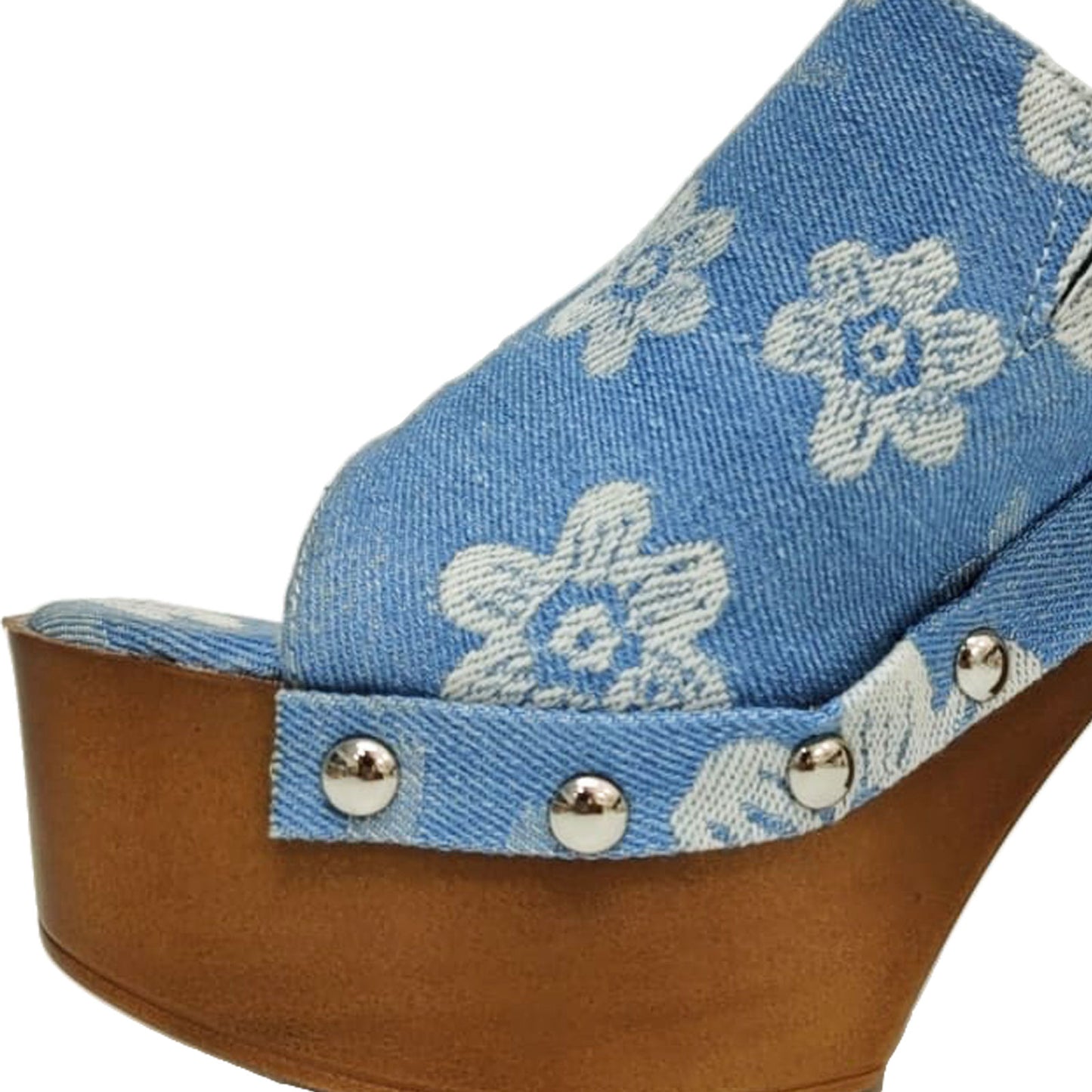 toocool zoccoli donna denim stampa floreale sabot zeppa plateau effetto legno sandali retro style toocool su 8006 1 blu chiaro 36