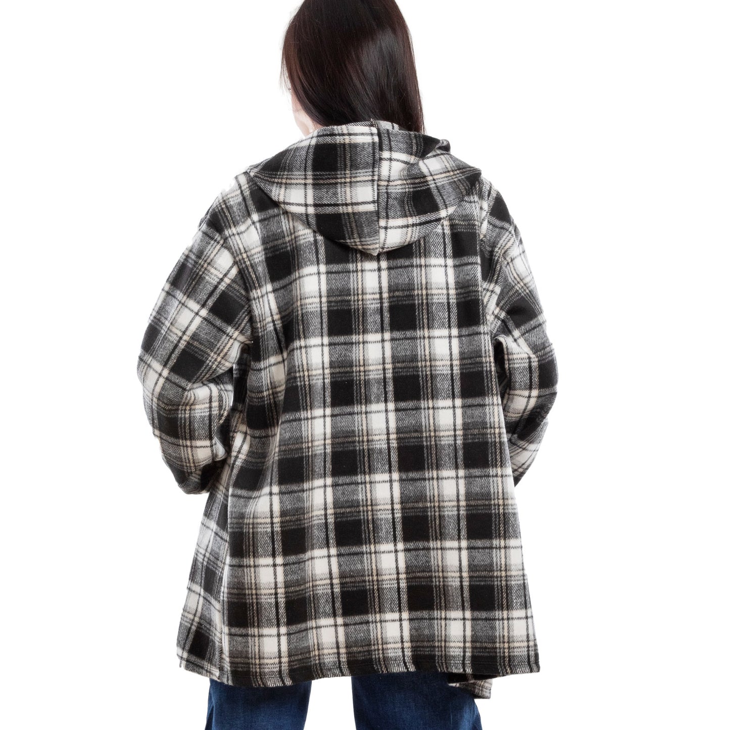 toocool giacca donna blazer felpa cardigan flanella cappuccio scozzese quadri toocool vi 5790 nero sl