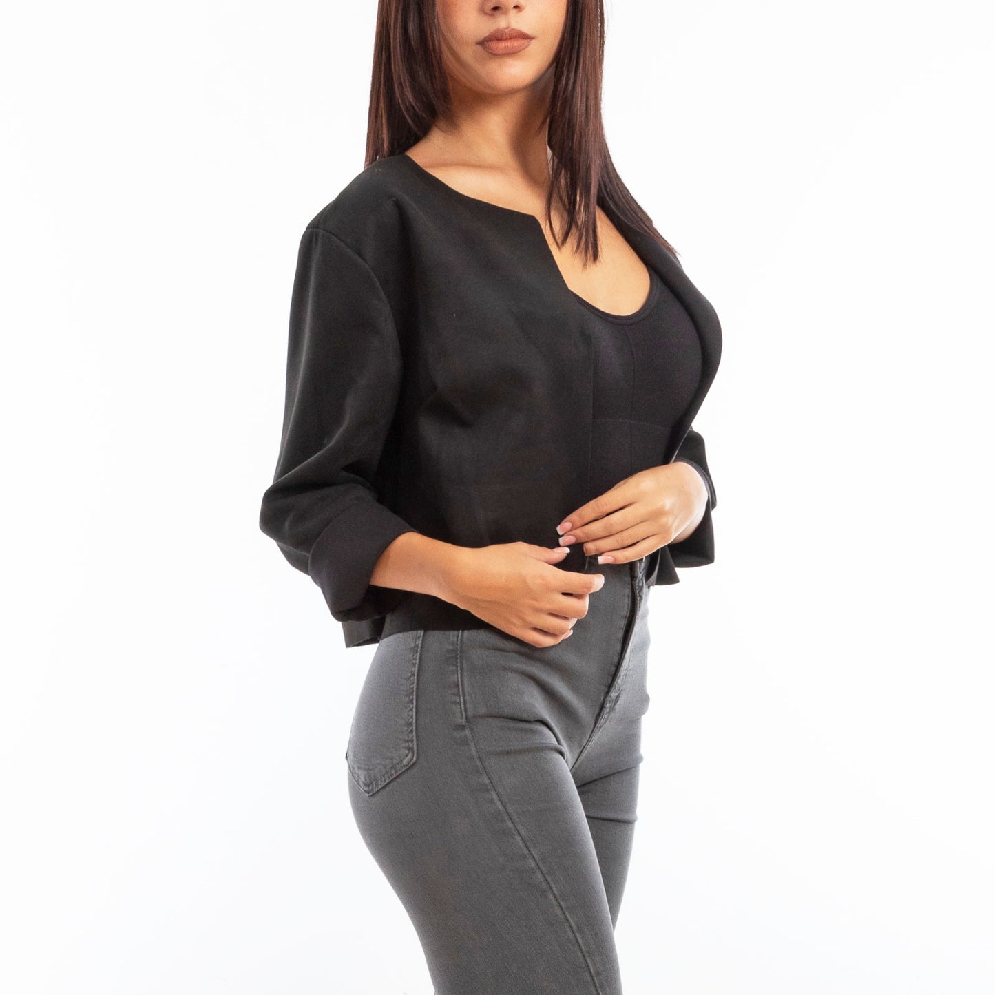 toocool giacca donna finta pelle scamosciata aperta 20868