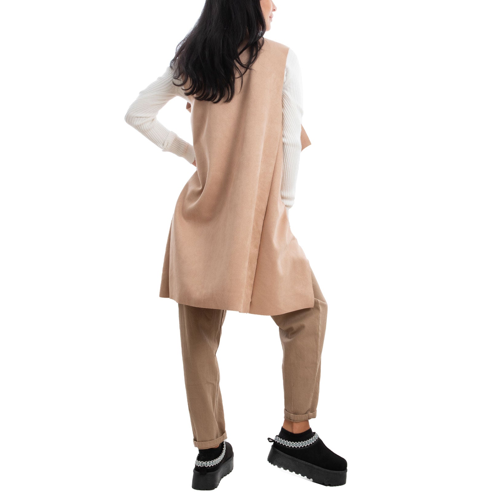 immagine-7-toocool-gilet-lungo-donna-scamosciato-smanicato-vi-3601