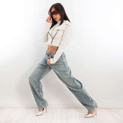 toocool jeans donna baggy banana pantaloni casual toocool dw1335